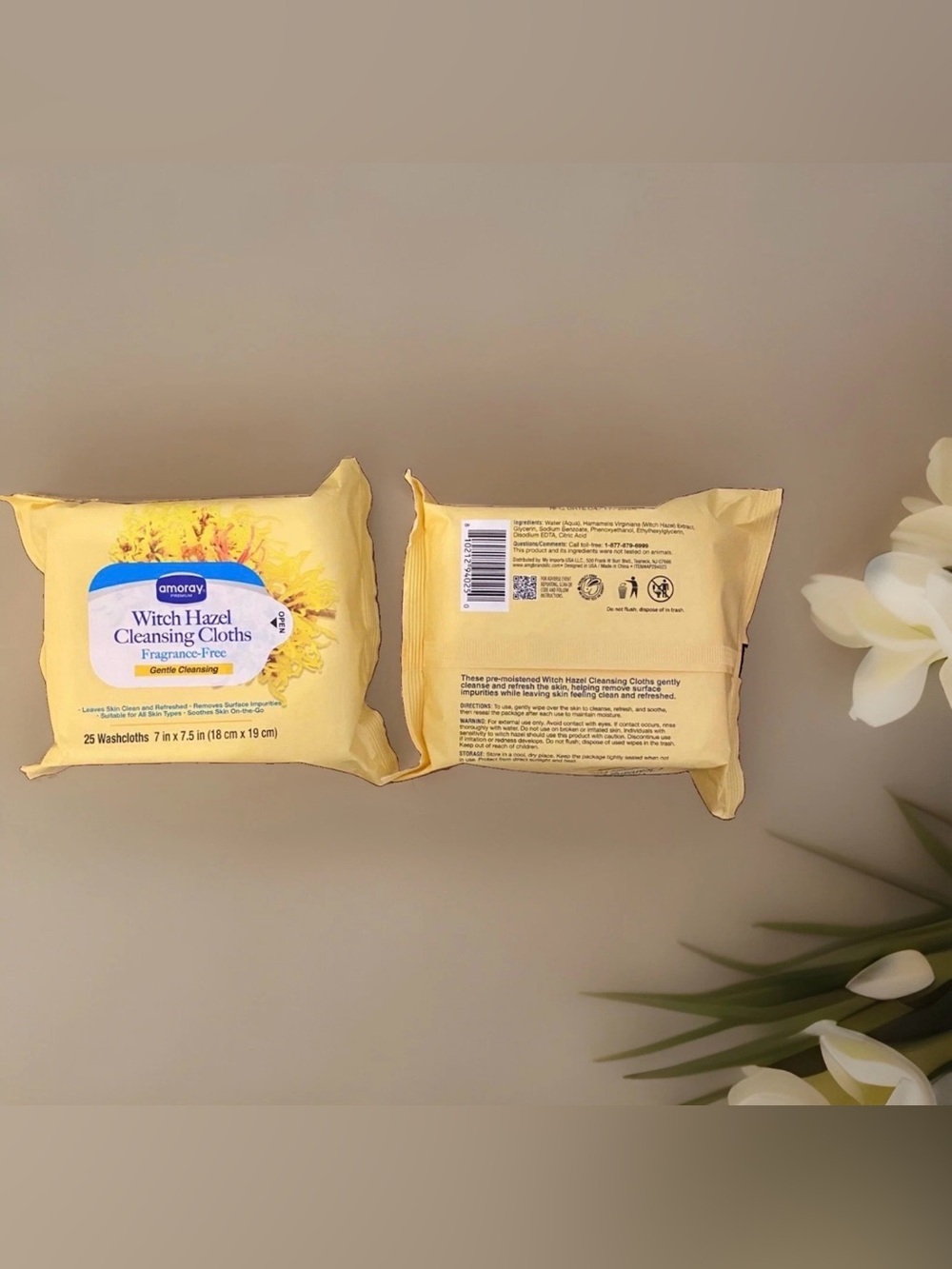Amoray Witch Hazel Cleansing Cloths Fragrance-Free Facial Wipes 50ct - 2 Pack